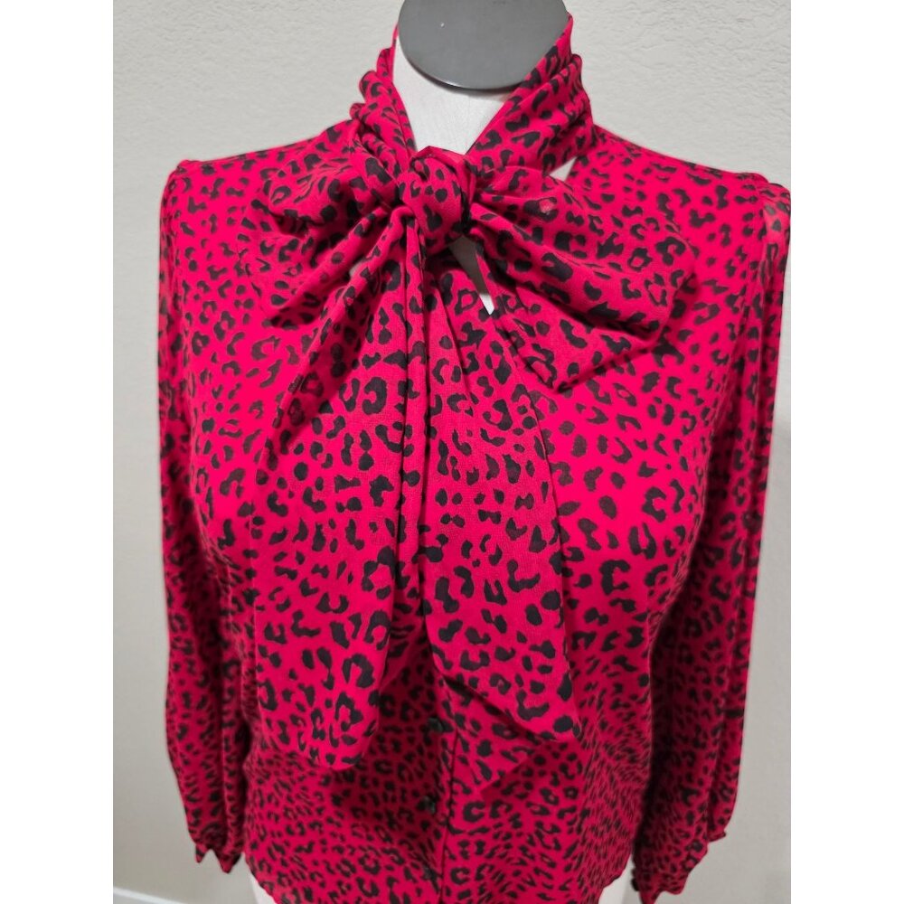 Chicos Red Leopard Print Button-Down Blouse With … - image 5